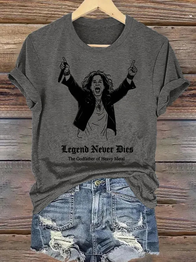 Retro Prince Of Darkness Legend Never Dies The Godfather Of Heavy Metal Print T-Shirt