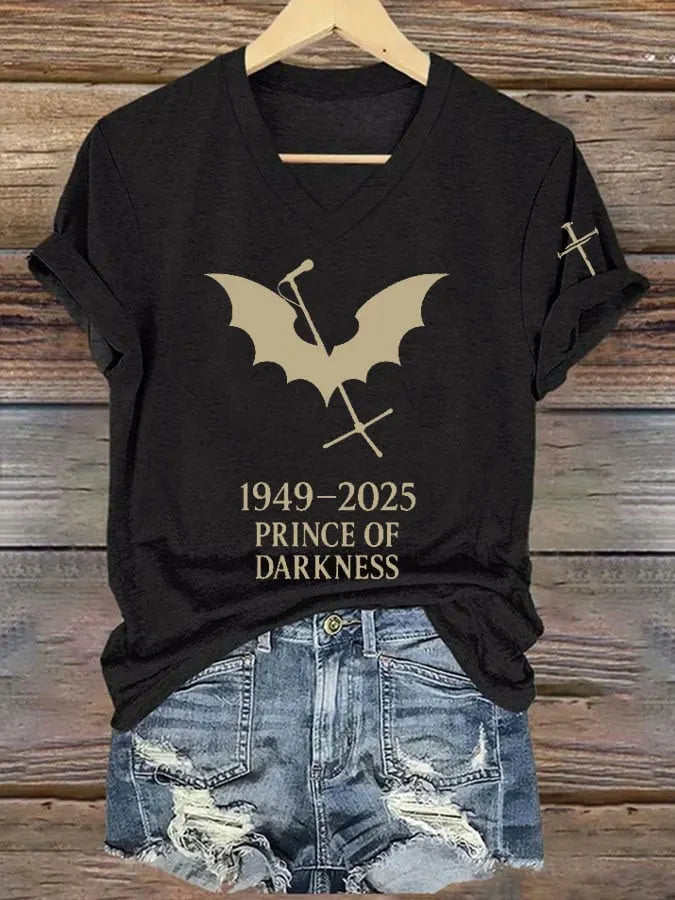 Women's HE NEVER LEFT THE STAGE Prince of Darkness T-Shirt