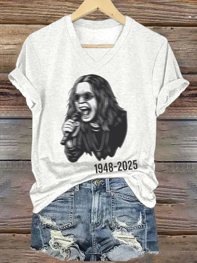 Women's casual short-sleeved V-neck T-shirt