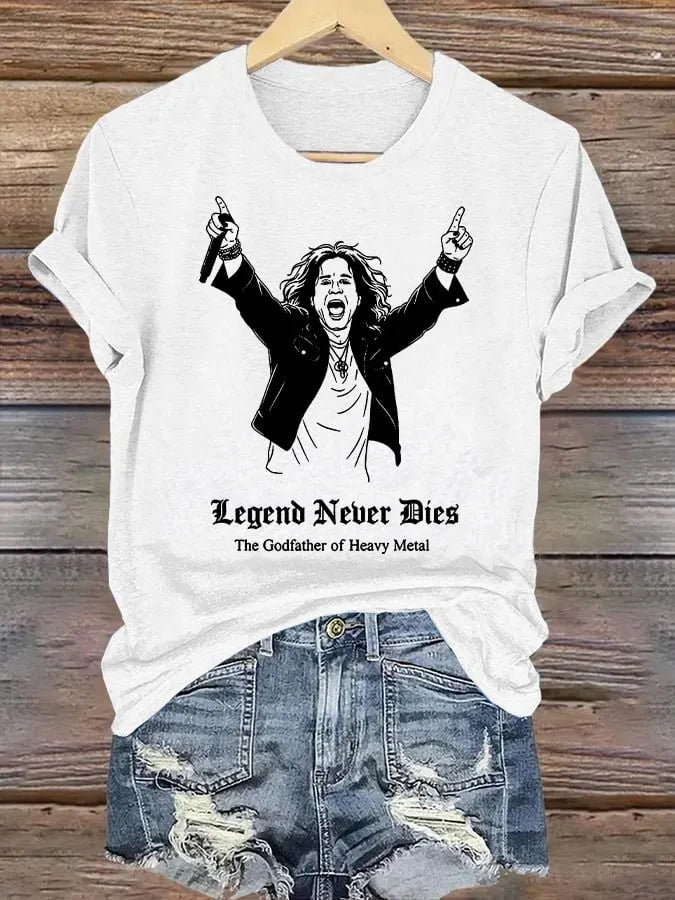 Retro Prince Of Darkness Legend Never Dies The Godfather Of Heavy Metal Print T-Shirt