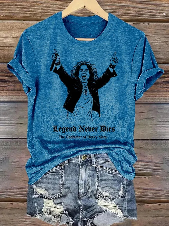 Retro Prince Of Darkness Legend Never Dies The Godfather Of Heavy Metal Print T-Shirt