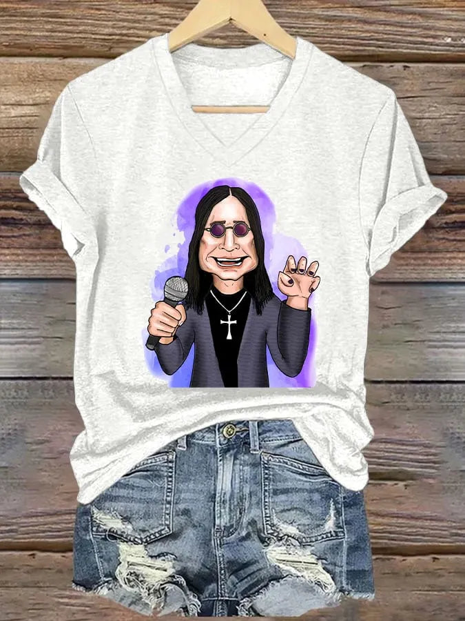 Women's casual short-sleeved V-neck T-shirt