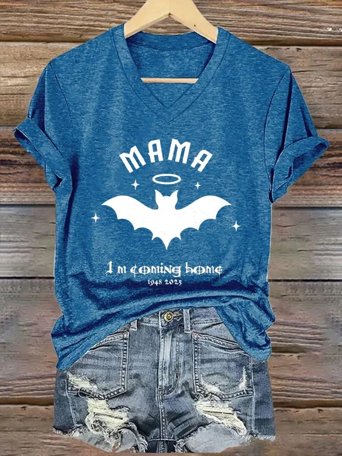 Women's "Hot Singer" Mama I'm Coming Home Printed V-Neck T-Shirt
