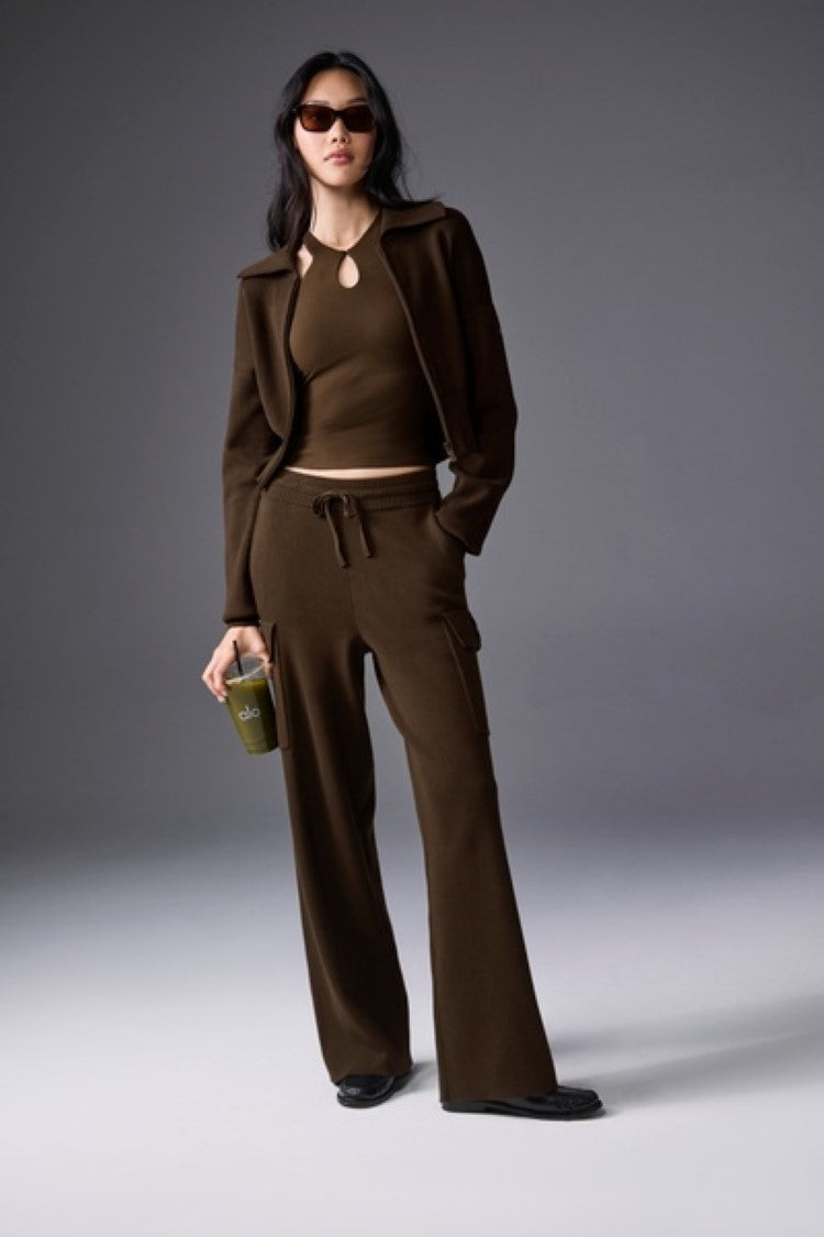 SCHOLAR KNIT CROPPED FULL ZIP JACKET