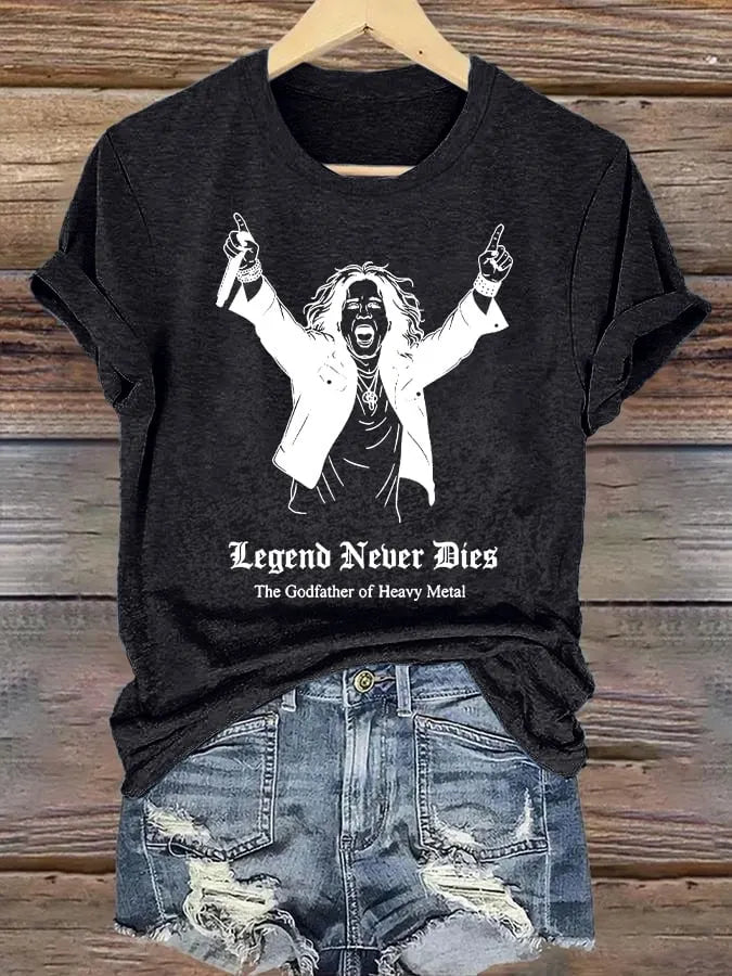 Retro Prince Of Darkness Legend Never Dies The Godfather Of Heavy Metal Print T-Shirt