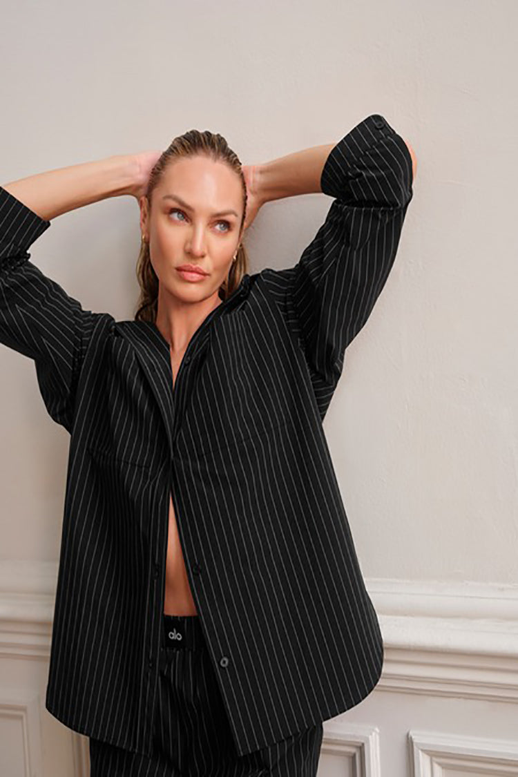 PINSTRIPE DAYLIGHT BUTTON DOWN LONG SLEEVE