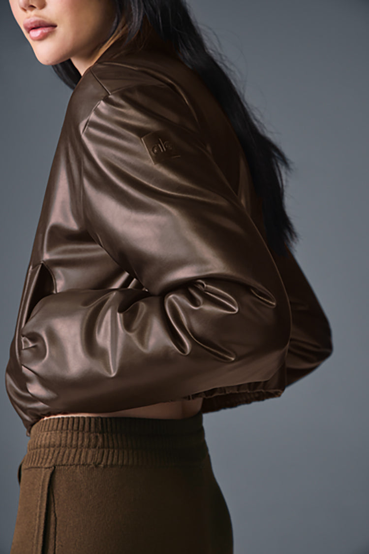FAUX LEATHER CROPPED PREMIER BOMBER