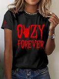 Women's Rock Legend Commemorative Print Crew Neck T-Shirt