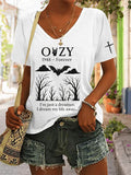 Women's Rock Legend Memorial Print V-Neck T-Shirt