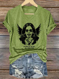 V-Neck Retro Rip Prince Of Darkness I'm Going Off The Rails On A Crazy Train Print T-Shirt