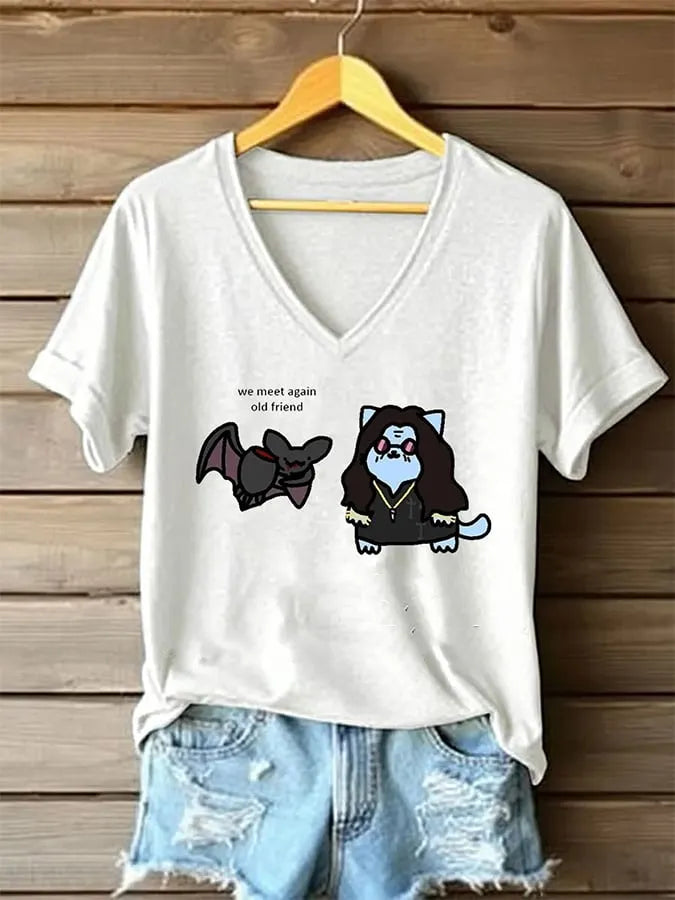 Women's casual V-neck short-sleeved comfortable T-shirt