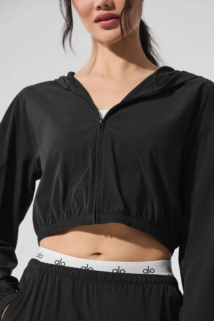 CROPPED BREEZY FULL-ZIP HOODIE