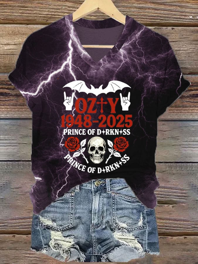 Women's Casual Vintage The Father of Heavy Metal Print T-Shirt