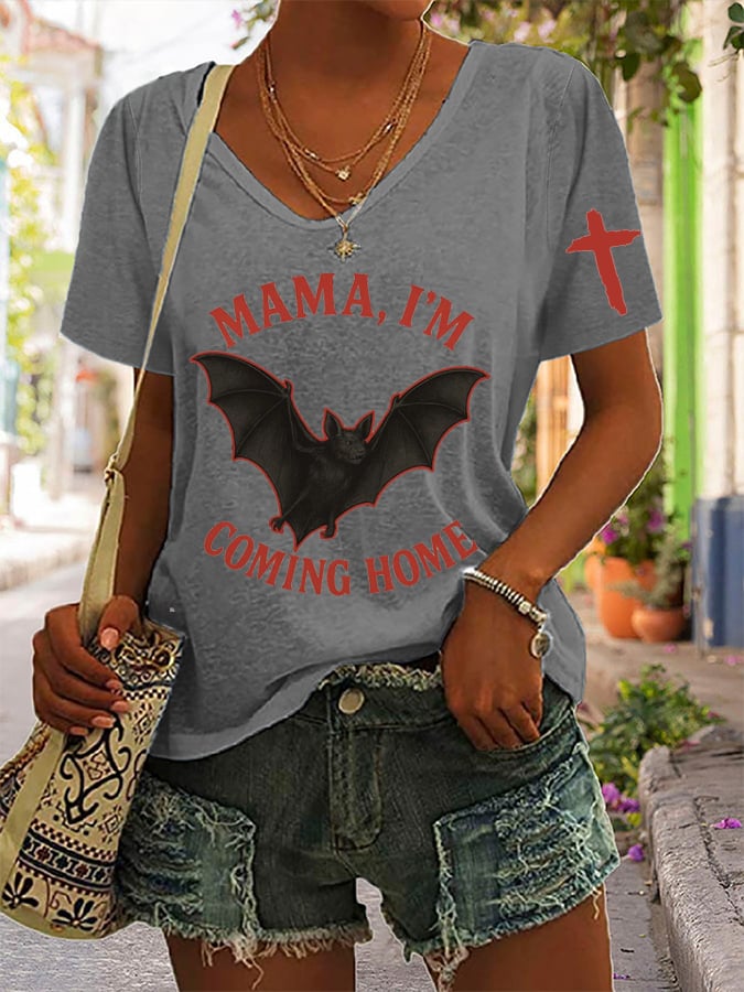 Women's “Hot Singer” Printed V-Neck T-Shirt