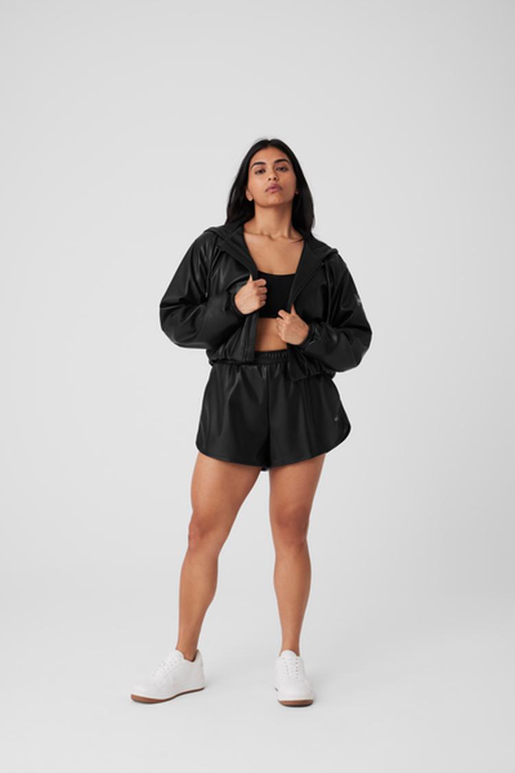 FAUX LEATHER POWER HOUR FULL ZIP CROPPED JACKET