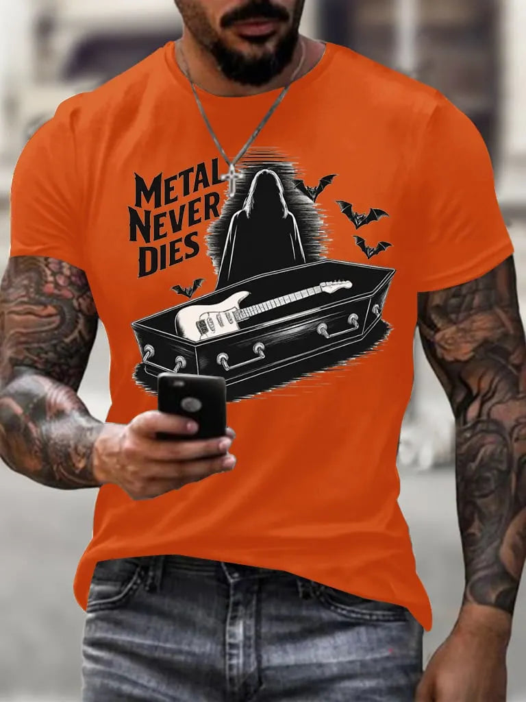Metal Never Dies Men's Casual T-Shirt