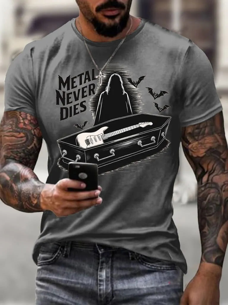 Metal Never Dies Men's Casual T-Shirt